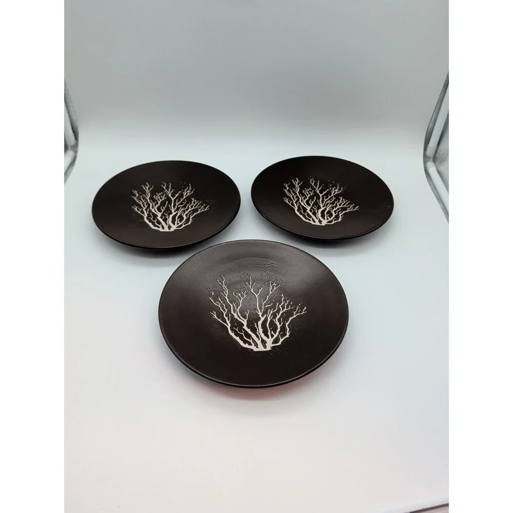 Z Gallerie Salad Plates Brown Coral Branches Set Of 3 Ocean Beach Salt Water